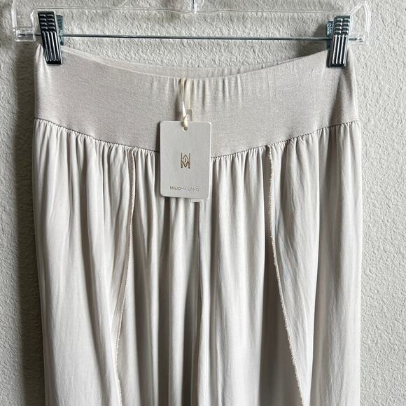 New Milio Milano Pull On High Rise Pants Women's S Taupe Grey Relaxed Tulip Leg - Picture 3 of 6